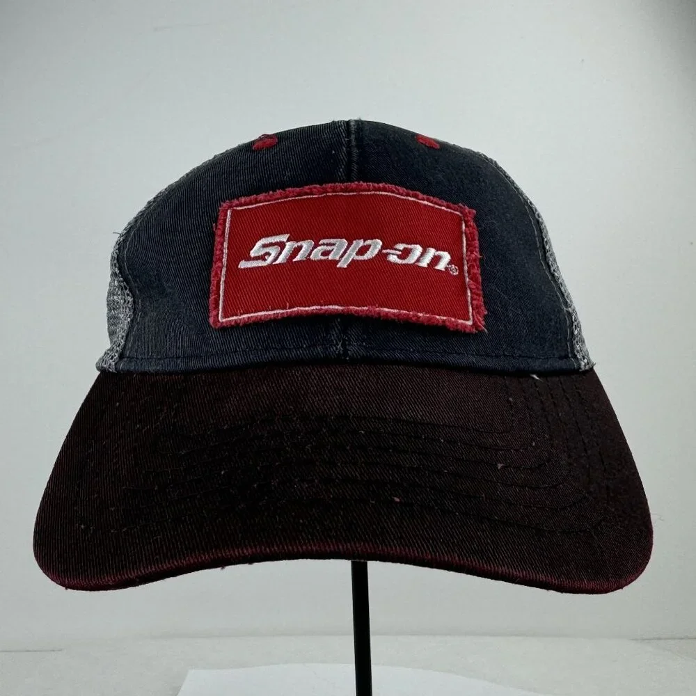 Snap-On Trucker Hat Patch Logo Mesh Gray Red Adjustable Hook Loop Cap OSFA - Picture 7 of 10